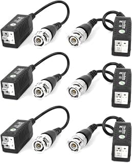 sourcingmap 6 Pcs Cat5 Coaxial Cable BNC UTP Passive Video Balun for CCTV Camera