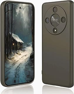 Honor X9d Shockproof Liquid Silicone Back Case Cover with Fur Lined Interior and Full Camera Cover for Honor X9d (Charcoal)