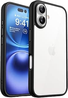 Case for iPhone 16 6.1 inch, Crystal Clear [Not Yellowing] [Military Grade Drop Protection] Shockproof Protective Case Slim Cover (Black) TPU