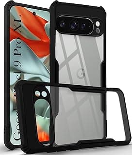 جراب شفاف من جوجل بيكسل 9 برو XL، غطاء خلفي صلب مع إطار TPU مقاوم للصدمات، حماية 360 درجة لعدسة الكاميرا، شفاف لهاتف جوجل بيكسل 9 برو XL 5G 2024