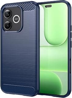 جراب TPU من ألياف الكربون مضاد للبصمات والصدمات متوافق مع HONOR 600 Lite (أزرق)