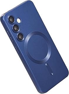 جراب سامسونج Galaxy S25 FE متوافق مع MagSafe، لمسة نهائية معدنية، غطاء عدسة كاميرا مدمج، حواف مرتفعة للحماية (أزرق)