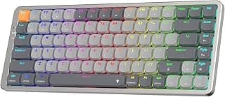 لوحة مفاتيح ميكانيكية لاسلكية 75% بإضاءة RGB K652 بلوتوث/2.4Ghz، كيبورد ألعاب سلكي ثلاثي الأوضاع 84 مفتاح، رفيع للغاية مع لوحة علوية ألومنيوم، يدعم نظام ويندوز وماك 100% ومفتاح أحمر منخفض من ريدراجون