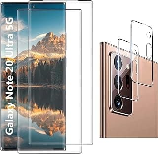 [عبوة 2+2] واقي شاشة زجاجي مقسى لسامسونج Galaxy Note 20 Ultra + واقي كاميرا / متوافق مع بصمة الإصبع بالموجات فوق الصوتية / صلابة 9H / لـ Galaxy Note 20 Ultra 5G (6.9 بوصة)
