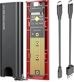 حاوية SSD سكومب M2 من تالميج، USB 3.2 الجيل الثاني NVME ومحول ساتا USB PCIe، محول M.2 SSD من الألومنيوم بدون أدوات 10Gbps لـ 2230 2242 2260 2280 من مفتاح ام او مفتاح ام بي متوافقة مع سامسونج وكروشال