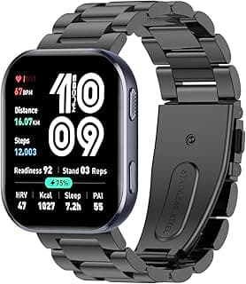 Strap for Amazfit Bip 6/Amazfit Bip 5 Straps, 22mm Metal Adjustable Bracelet for Redmi Watch 5 Active/5 Lite