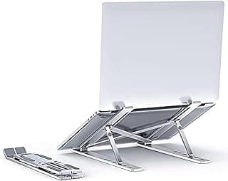 hanso Laptop Tabletop Stand/Computer Tablet Stand 6 Angles Adjustable Aluminum Ergonomic Foldable Portable Desktop Holder Compatible with MacBook, HP, Dell, Lenovo & All Other Notebook (Silver)