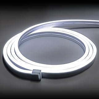شريط إضاءة نيون LED أبيض 12 فولت 5 متر، شريط LED مرن مقاوم للماء IP65، حبل نيون لغرف النوم والمطابخ واللافتات والمرايا والتلفزيون والديكور المنزلي
