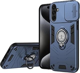 phone case compatible with Samsung Galaxy A26 with sliding camshield,soft and hard combination Built-in 360 Rotating metal ring for Samsung Galaxy A26 (Blue)