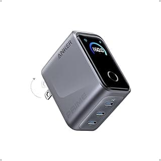 شاحن من أنكر بمنفذ USB-C متوافق مع آيفون 17 و12 وSE الجيل الثالث بـ3 منافذ بقوة 160.0 واط مع شحن سريع وشاشة ذكية وتقنية GaN