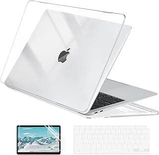 جراب EooCoo صلب متوافق مع لابتوب ابل MacBook Air 13 بوصة M1 A2337 A2179 A1932 2018-2021 مع كيبورد سكين وحماية شاشة - شفاف كريستالي