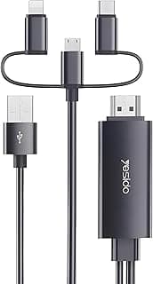 Next Store HM05 Cable:3 in 1 Adapter 1.8m – Lightneng, Micro USB, Type-C to HDMI with High Definition, Tangle-Free Design