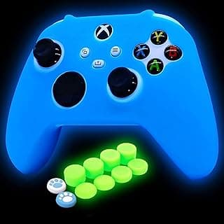 HLRAO Glow in the dark Silicone Cover Skin for Xbox Series X Controller, Anti-slip Soft Rubber Case Protector for Xbox Series S Controller with 10 Thumb Grip Caps Glow in the dark.