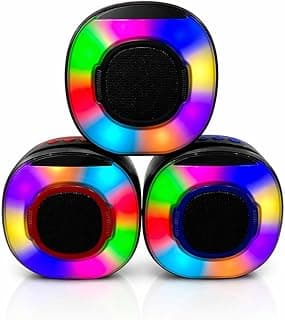 سماعة بلوتوث صبووفر مع حامل موبايل، صبووفر لاسلكي محمول مع إضاءة RGB LED ومنفذ AUX للموبايلات، التلفزيون، التابلت، الكمبيوتر (متعدد الألوان)
