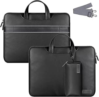 15-16 Inch Laptop Sleeve, Computer Sleeve Bag with Small Case, 360° Protective Laptop Shoulder Bag with Handle & Luggage Strap for Men Women Water Resistant Anti Theft Durable