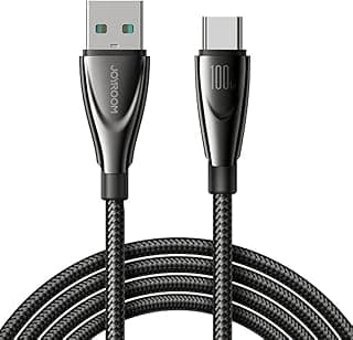 كابل USB نوع سي للشحن ونقل البيانات من سلسلة بيونير SA31-AC6 من جوي رووم، تيار 3 امبير للشحن السريع 100 وات، طول 1.2 م - لون أسود