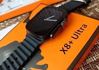 ساعة ذكية X 8 Plus Ultra للرجال ان اف سي بشاشة عرض تعمل دائما والة حاسبة وشحن لاسلكي بتصميم اي ورق اوبتيموم، لعام 2023 - اسود