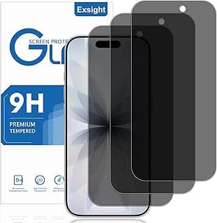 Pack of 3 Privacy Screen for iPhone 17 6.3 Inch, Anti-Spy Tempered Glass Screen Protector, Fingerprint ID Compatible, Free from Scratches, 9H Hardness, Anti-Oil, Anti-Bubble, Compatible with