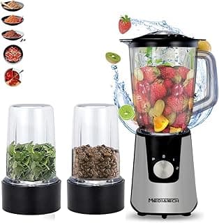3X1 Smoothie Blender maker, 600W, 1.5L, Stainless Steel blades,Grinder and Grater, 2 speed + Pluse Function, Ice Crush Function, MT-B18 - Silver(2 Years Warranty)