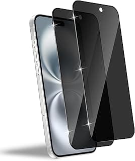 Privacy Screen Protector for iPhone 16 Plus (6.7-Inch), 2 Pack Anti-Spy Tempered Glass Film, 9H Hardness Case Friendly Ultra Resistant [Anti-Shatter][Anti-Scratch] Privacy Protection Film