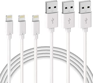iPhone Cable, MFi Certified 3 Pieces 1m Lightning Cable, Compatible with iPhone 13 12 11 XS MAX XR X 8 7 6 Plus SE, iPad, iPod, AirPods - White