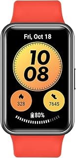 ساعة هواوي Watch Fit الذكية بهيكل نحيف، شاشة AMOLED زاهية 1.64 بوصة، رسوم متحركة للتمارين السريعة، بطارية تدوم 10 أيام، قياس نسبة الأكسجين، مراقبة معدل ضربات القلب، لون بوميلو أحمر، مقاس متوسط