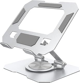 Bighan Tablet, 360° Adjustable iPad Holder Foldable Fits iPad for Desk Rotating Portable Monitor for Tablets/PS/mobilephones/Switch and other 4.7"-12.9" Device, Silver