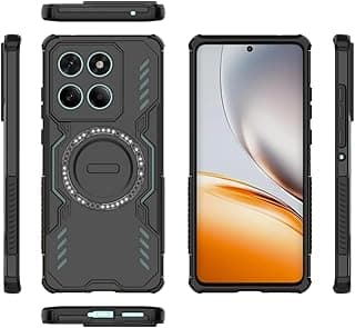Case Cover Compatible with Motorola Edge 60 Fusion 5G – Wing Shield Rugged Armor Shockproof Black TPU Back Cover with Magnetic Car Mount Ring and Heat Dissipation Cooling Design