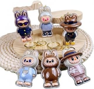 Acrylic Cartoon Character Keychain Set, Multicolor, 1 Count