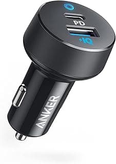 شاحن سيارة باور درايف PD 2 بـ2 منفذ USB نوع سي بقدرة 32 وات من انكر مع تقنية توصيل الطاقة 20 وباور اي كيو 12 واضاءة LED لموبايل ايفون 13 وبيكسل x L وايباد برو والمزيد يو اس بي أسود