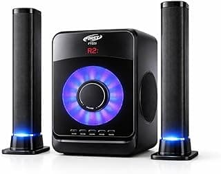 نظام مكبر صوت 2.1 قناة FT222 مع مضخم صوت ومصابيح LED RGB وصوت جهوري قوي ودعم USB/AUX/FM والمسرح المنزلي ومكبرات صوت للكمبيوتر من فيرست