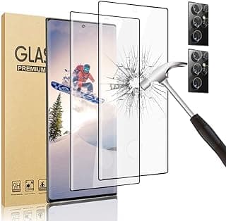 [2+2Pack] Galaxy S22 Ultra Screen Protector,Contain 2Pack Camera Lens Protector, Fingerprint unlock 9H Hardness HD Tempered Glass [3D Touch] [Full Coverage] [No bubbles] For Samsung Galaxy S22 Ultra
