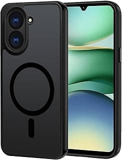 جراب لهاتف شاومي Redmi A5 4G مغناطيسي متوافق مع MagSafe، جراب مطفي شفاف، ظهر PC صلب مضاد للخدش + إطار TPU مضاد للصدمات - أسود