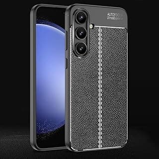 Design 2 silicone back cover, shock-resistant and camera protection, compatible with Samsung Galaxy S24 Fe (Black)