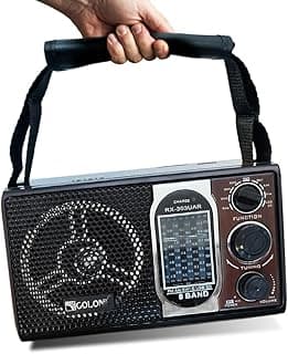 راديو محمول FM/AM/SW مع مشغل موسيقى USB/PC/SD - حساسية عالية، بطارية قابلة للشحن، تحكم في الصوت، سماعة 3-Way، منفذ سماعة رأس (LT-2008)