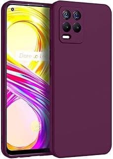 جراب سيليكون متوافق مع OPPO Realme 8 (4G) / Pro، سيليكون ناعم مقاوم للصدمات بلمسة مطفية مع بطانة قماشية داخلية (بنفسجي فاتح)