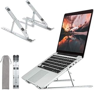 Laptop Stand, Aluminum Laptop Stand, Portable Laptop Stand, Ventilated Laptop Holder, Aluminum 7-Angles Adjustable Portable Lightweight Laptop Stand for 11-17 inches PC, Tablet, Notebook(Silver)