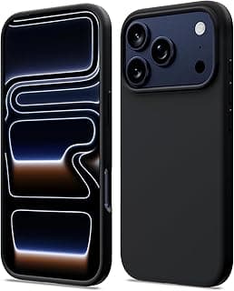 Silicone Case Compatible with iPhone 17 Pro, Soft Silicone Gel Rubber Shockproof Case with Matte Finish and Cloth Inner Lining (Black)