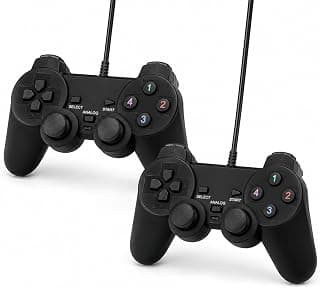 USB Wired Dual Shock Game Controller – Ergonomic Gamepad with Vibration Feedback – Plug & Play Gaming Joystick for PC & Laptop – Comfortable Responsive Control