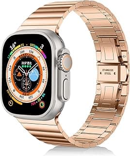 حزام متوافق مع ساعة ابل مقاس 49mm 46mm 45mm 44mm 42mm، سوار معدني من الستانلس ستيل لساعة iWatch Ultra 3 2 1/سلسلة 11 10 9 8 7 6 5 4 3 2 1 SE