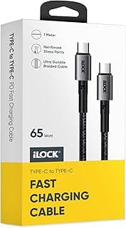 USB-C to Type-C Charging Cable | 1 Meter | Ultra Durable Braided Cable | 65 Watt Fast Charging (Type C to Type C)