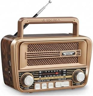 راديو سبيكر محمول ريترو RX-733BT بلوتوث 5.3 – AM/FM/SW، يدعم USB وكارت TF، يعمل بالبطارية (فاتح)