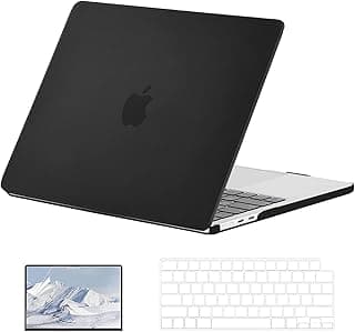 جراب بلاستيك صلب EooCoo متوافق مع MacBook Air مقاس 13.6 بوصة M5 M4 M3 M2 موديلات 2026 2025-2022، A3449 A3240 A3113 A2681 مع Touch ID، غطاء حماية مع كفر كيبورد وواقي شاشة - أسود مطفي
