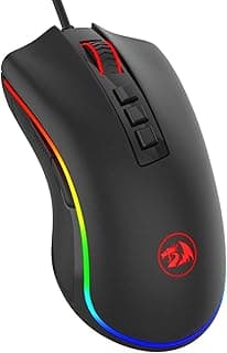 ماوس ألعاب M711 من ريدراجون، ماوس سلكي، 7 أزرار قابلة للبرمجة، ماوس إضاءة RGB قابل للتخصيص، بدقة 10000 نقطة لكل 2.54 سم، ماوس مريح، ماوس خفيف الوزن، للابتوب والكمبيوتر المكتبي (أسود