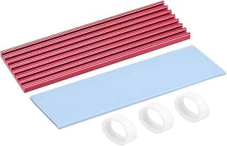 طقم مشتت حراري من الألومنيوم uxcell مقاس 70x22x3 مم أحمر مع وسادات حرارية سيليكون لهارد M.2 و 2280 SSD