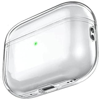 جراب USTIYA لسماعات AirPods Pro الجيل الثاني 2022، غطاء حماية شفاف مع ميدالية، يدعم الشحن اللاسلكي