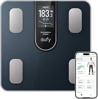 Euffy Smart Digital Bathroom Scale C20, Bluetooth Body Weight Scale with BMI Analysis, Large TFT Display, 16 Health Metrics, Black