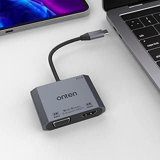 محول USB-C إلى HDMI و VGA، مخرج VGA بدقة 1080P و HDMI بدقة 4K، محول شاشة مزدوجة USB-C Thunderbolt 3. متوافق مع Thunderbolt 3/4، ماك بوك برو/اير، سيرفس برو، إلخ