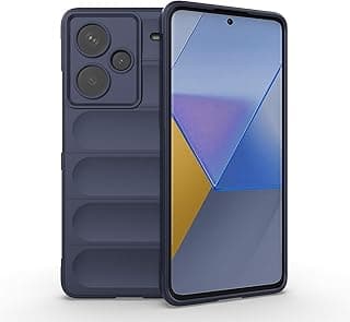 جراب سيليكون سائل لهاتف شاومي Redmi Note 13 Pro Plus مع حماية مضادة للجراثيم وبطانة مايكروفايبر، غطاء سيليكون مقاوم للصدمات 360 درجة، أزرق داكن
