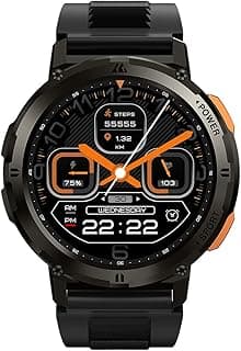 Smart Watch AMOLED Display 60 Days Ultra-Long Battery Life (Call Receive/Dial) 70 Sports Modes 5ATM/IP69K Waterproof Rugged smartwatches for Android iPhone,2 Watchbands(TPU+SUS)